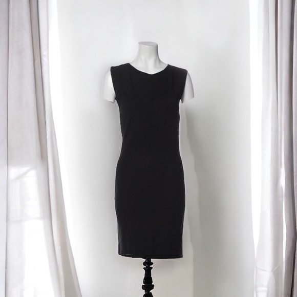 Alice + Olivia Sheath Black Dress Crewneck Cutout & Mesh Accents Size Medium - Picture 1 of 8